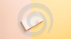 White Blank Rectangular Card on Pastel Background