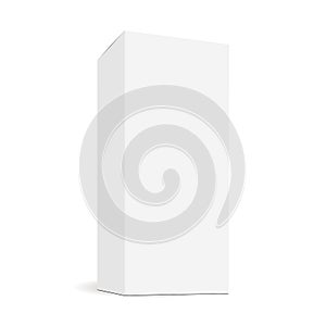 White blank rectangular tall box mock up with side perspective view