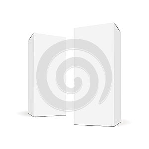 White blank rectangular tall boxes with side perspective view
