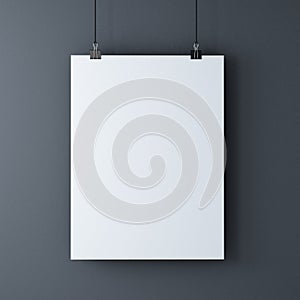 White blank sheet on black paper clips