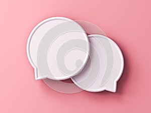 White blank speech bubbles on pink pastel color wall background