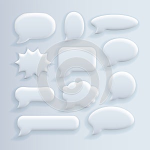 White blank speech bubbles set. Cloud bubbles speech different shapes