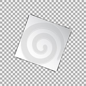 White blank square poster mockup, sheet of paper on isolated background. Vector illustration