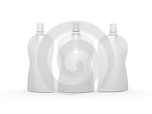 White blank stand up curve bag packaging with spout lid, clippi