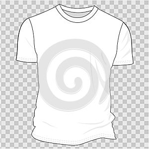 White blank t-shirt clothing design. New sport unisex textile form with u-neck collar for man and woman. Advertising or ads templa