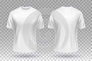 White blank T-shirt front and back template mockup design isolated