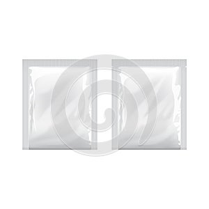 White Blank template Packaging Foil. Food Packing Coffee, Salt, Sugar, Pepper, Spices, Sweets, Wet wipes