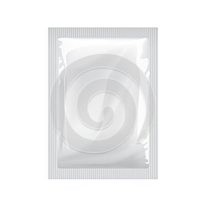 White Blank template Packaging Foil wet wipes Pouch Medicine. Realistic Food Packing Coffee, Salt, Sugar, Pepper, Spices