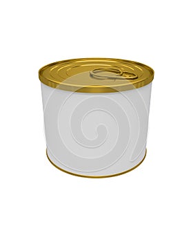 White Blank Tin can Metal Tin Can, Canned Food. Ready For Your Design. Clipping path. Isolated on white background.