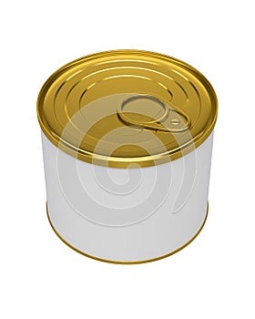 White Blank Tin can Metal Tin Can, Canned Food. Ready For Your Design. Clipping path. Isolated on white background.