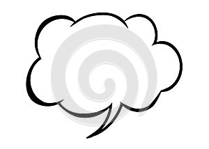 White blank vector speech bubble icon isolated on white background. Comic and cartoon style.