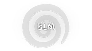 White blm icon with shadow isolated on white background.