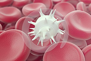 White blood cell medical or microbiological with depth field. 3d illustration