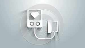 White Blood pressure icon isolated on grey background. 4K Video motion graphic animation