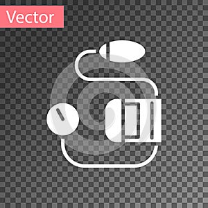 White Blood pressure icon isolated on transparent background. Vector Illustration
