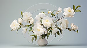 Bold Chromaticity: Traditional Chinese White Flowers In Vase photo