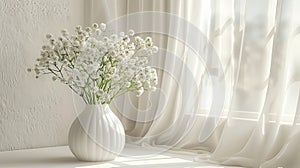 White Blooms: Chic Home Interior for Product Display