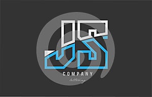white blue alphabet letter js j s logo icon design photo