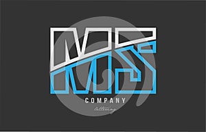 white blue alphabet letter ms m s logo icon design