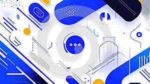 Abstract Tech Blue AI Art