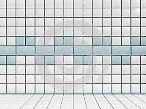 White and blue bathroom tiles