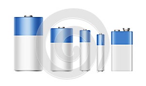 White Blue Batteries AAA, AA, C, D, PP3, 9 Volt photo