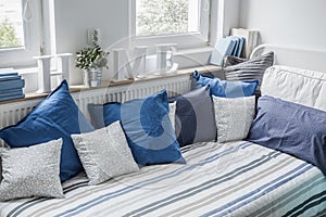 White and blue bedding set