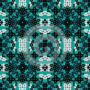 White blue and black objects on a green background illustration