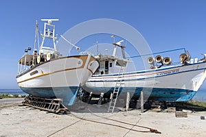 White-blue boat photo