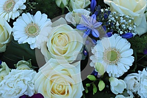 White and blue bridal flowers