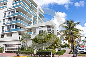 White and blue building in Ocean Drive. Miami Beach photo