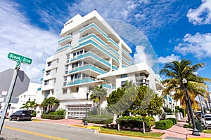 White and blue building in Ocean Drive. Miami Beach photo