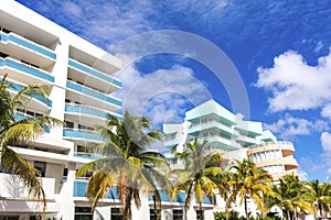 White and blue buildings in Ocean Drive. Miami Beach photo