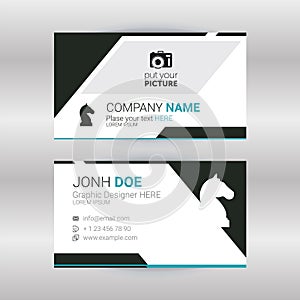 White and blue business card. Modern business card template