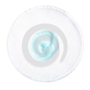 White blue cream beauty body care in wadded cotton pads photo