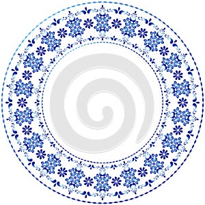 White-blue decorative gzhel frame photo