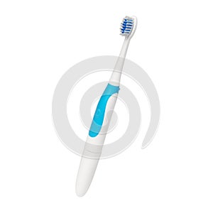White with blue electronic toothbrush.
