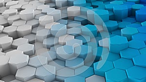 White blue extruded hexagons 3D render