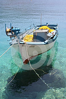 White & Blue Fishing Boat