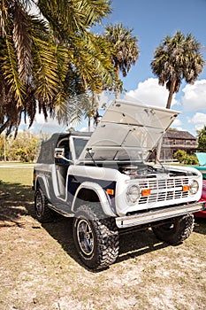 White and Blue 1978 Ford Bronco at the 10th Annual Classic Car and Craft Show