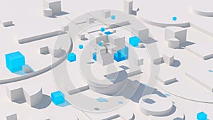 White and blue glass blocks. Technology concept. Abstract illustration, 3d render.