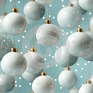 White, blue and gold Christmas baubles pattern