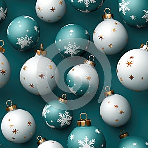 White, blue and gold Christmas baubles pattern