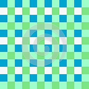 White Blue Green Lime Seamless French Checkered Pattern. Colorful Fabric Check Pattern Background. Classic Checker Pattern Design