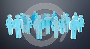 White and blue group of people icon 3D rendering
