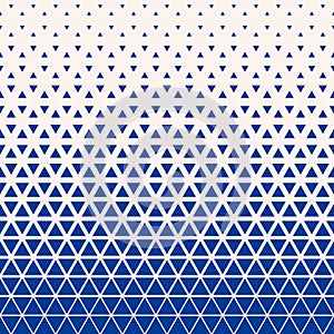 White blue halftone triangles pattern. Abstract geometric gradient background. Vector illustration