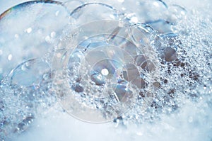 White-blue lather bubbles