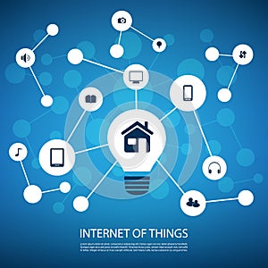 White And Blue Network Design Concept With Icons - Internet Of Things