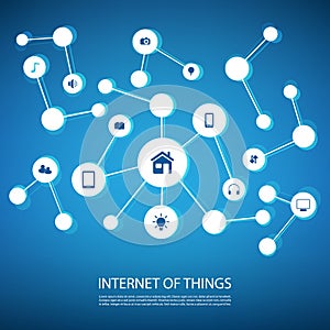 White And Blue Network Design Concept With Icons - Internet Of Things