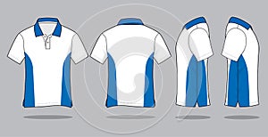 White-Blue Short Sleeve Polo Shirt Design